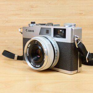 Vintage 70s Canon Canonet 28 35mm Rangefinder Film Camera, with Canolite D Flash